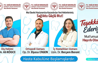 Mut Devlet Hastanesi'ne 3 Yeni Hekim Atandı!...